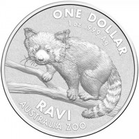 ONE DOLLAR. 1 oz999 Ag. RAVI. AUSTRALIA ZOO.