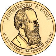 obverse of 1 Dollar - Rutherford B. Hayes (2011) coin with KM# 501 from United States. Inscription: RUTHERFORD B. HAYES IN GOD WE TRUST 19th PRESIDENT 1877-1881