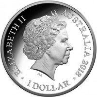 Silver coin Australia KM# 3527 ELIZABETH II. AUSTRALIA 2018. 1 DOLLAR. IRB.