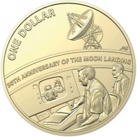 ONE DOLLAR. A B. 50TH ANNIVERSARY OF THE MOON LANDING.