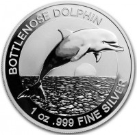 BOTTLENOSE DOLPHIN. 1 oz999 FINE SILVER.