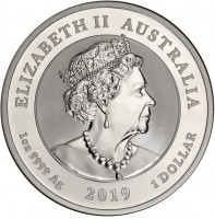 Silver coin Australia KM# 3714 ELIZABETH II. AUSTRALIA. JC. 1 oz 9999 Ag 2019 1 DOLLAR.