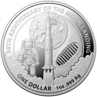 Silver coin Australia KM# 3715 50TH ANNIVERSARY OF THE MOON LANDING. ONE DOLLAR 1 oz999 Ag.