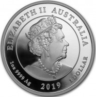 Silver coin Australia KM# 3716 ELIZABETH II. AUSTRALIA. JC. 1 oz 9999 Ag 2019 1 DOLLAR.