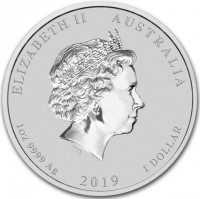 ELIZABETH II AUSTRALIA. IRB. 1oz 999 SILVER 2019 1 DOLLAR.