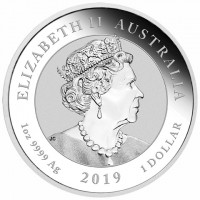 Silver coin Australia ELIZABETH II. AUSTRALIA. JC. 1 oz 9999 Ag 2019 1 DOLLAR.