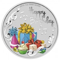 2019 1oz 9999 SILVER. Happy. Birthday. P. JM.