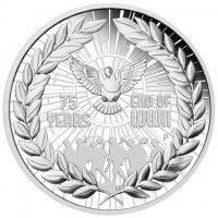 Silver coin Australia KM# 3891 75 YEARS. END OF WWII. P. LB.