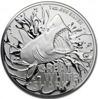 Silver coin Australia KM# 4117 1 oz999 SILVER. GREAT. WHITE. SHARK.