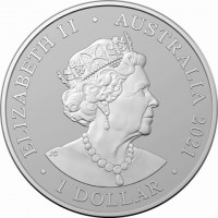 Silver coin Australia KM# 4120 ELIZABETH II. AUSTRALIA 2021. 1 DOLLAR. JC.