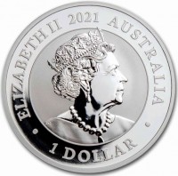 Silver coin Australia KM# 4129 ELIZABETH II. AUSTRALIA 2021. 1 DOLLAR. JC.