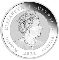 Silver coin Australia KM# 4134 ELIZABETH II. AUSTRALIA. JC. 1 oz 9999 Ag 2021 1 DOLLAR.