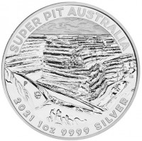 Silver coin Australia KM# 4140 SUPER PIT AUSTRALIA. LB. P. 2021 1 OZ 9999 SILVER.