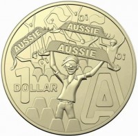 Aluminium Bronze coin Australia KM# 4275 AUSSIE AUSSIE AUSSIE. Oi Oi Oi. A. 1 DOLLAR.