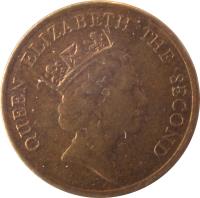 Hong Kong coin 10 Cents - Elizabeth II - 3'rd Portrait (1985 - 1992) obverse obverse of 10 Cents - Elizabeth II - 3'rd Portrait (1985 - 1992) coin with KM# 55 from Hong Kong. Inscription: QUEEN ELIZABETH THE SECOND