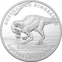 Silver coin Australia KM# 4313a AUSTRALIAN DINOSAURS. 1 DOLLAR. AUSTRALOVENATOR.