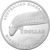 Silver coin Australia KM# 4315a AUSTRALIAN DINOSAURS. 1 DOLLAR. DIAMANTINASAURUS.