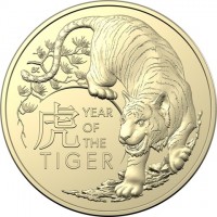 Aluminium Bronze coin Australia KM# 4329 BK. 虎. YEAR OF THE TIGER.
