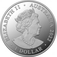 Silver coin Australia KM# 4334 ELIZABETH II. AUSTRALIA 2022. 1 DOLLAR. JC.