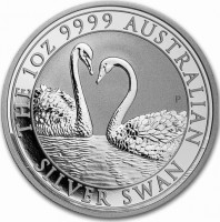 THE 1OZ 9999 AUSTRALIAN. JM P. SILVER SWAN.