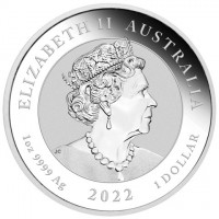 Silver coin Australia ELIZABETH II. AUSTRALIA. JC. 1 oz 9999 Ag 2022 1 DOLLAR.