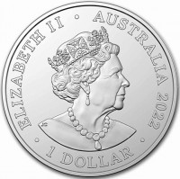 Silver coin Australia KM# 4357 ELIZABETH II. AUSTRALIA 2022. 1 DOLLAR. IRB.