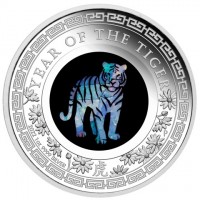 YEAR OF THE TIGER. P. JM. 2022 1oz 9999 SILVER. 虎.
