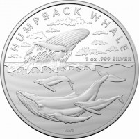 HUMPBACK WHALE. 1 oz999 SILVER. AWB.