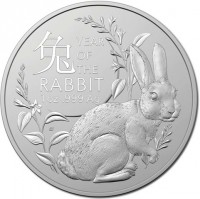 Silver coin Australia KM# 4526 兔. YEAR OF THE RABBIT. 1 oz999 Ag. BS.