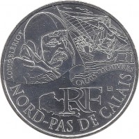 France coin 10 Euro - Nord-Pas de Calais (2012) obverse obverse of 10 Euro - Nord-Pas de Calais (2012) coin with KM# 1880 from France. Inscription: LOUIS BLÉRIOT CALAIS-DOUVRES NORD-PAS DE CALAIS RF