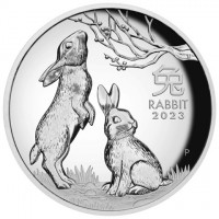 Silver coin Australia KM# 4548 IJ. 兔. RABBIT. 2023. P.