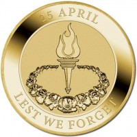 Aluminium Bronze coin Australia 25TH APRIL. WR P. LEST WE FORGET.