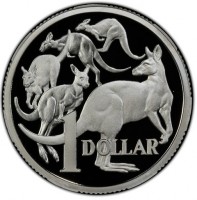 Silver coin Australia 1 Dollar.