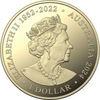 Aluminium Bronze coin Australia KM# 4668 ELIZABETH II 1952 - 2022. AUSTRALIA 2024. 1 DOLLAR. JC.