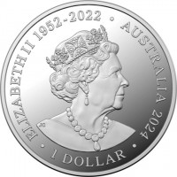 Silver coin Australia KM# 4667a ELIZABETH II 1952 - 2022. AUSTRALIA 2024. 1 DOLLAR. JC.
