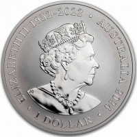 Silver coin Australia KM# 4710 ELIZABETH II 1952 - 2022. AUSTRALIA 2024. 1 DOLLAR. JC.