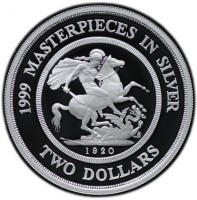 1999 MASTERPIECES IN SILVER. S 1920. TWO DOLLARS.