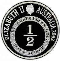 Silver coin Australia KM# 764 ELIZABETH II AUSTRALIA 2003. PURE AUSTRALIAN GOLD. 1/2. QUARTER OUNCE.