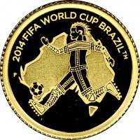 Gold coin Australia KM# 1802 2014 FIFA WORLD CUP BRAZIL TM. P.