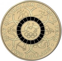 Aluminium Bronze coin Australia KM# 3260 2016 AUSTRALIAN OLYMPIC TEAM. TWO DOLLARS.