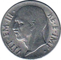 Italy coin 20 Centesimi - Vittorio Emanuele III - Magnetic; Plain edge (1939 - 1942) obverse obverse of 20 Centesimi - Vittorio Emanuele III - Magnetic; Plain edge (1939 - 1942) coin with KM# 75a from Italy. Inscription: VITT EM III RE E IMP