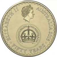 Aluminium Bronze coin Australia KM# 3265 ELIZABETH II. AUSTRALIA 2016. IRB. COMMONWEALTH OF AUSTRALIA. FIFTY YEARS.