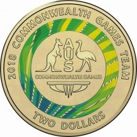 Aluminium Bronze coin Australia KM# 3533 2018 COMMONWEALTH GAMES TEAM. AUS. COMMONWEALTH GAMES. TWO DOLLARS.