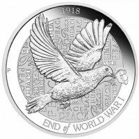 Silver coin Australia KM# 3536 1918. P AH. END of WORLD WAR I.