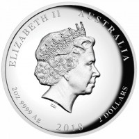 Silver coin Australia ELIZABETH II. AUSTRALIA. JC. 2 oz 9999 Ag 2018 2 DOLLARS.