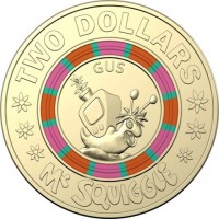 Aluminium Bronze coin Australia KM# 3726 TWO DOLLARS. GUS. MR SQUIGGLE.