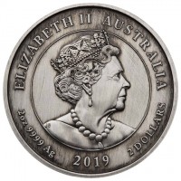 ELIZABETH II AUSTRALIA. JC. 2oz 9999 Ag 2019 2 DOLLARS.