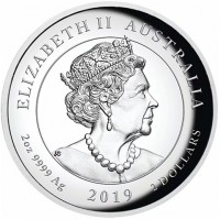 ELIZABETH II. AUSTRALIA. JC. 2oz 9999 Ag 2019 2 DOLLARS.