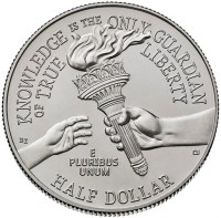 KNOWLEDGE IS THE ONLY GUARDIAN OF TRUE LIBERTY. BZ  DJ. E PLURIBUS UNUM. HALF DOLLAR.