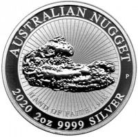Silver coin Australia KM# 3923 AUSTRALIAN NUGGET. P. HAND OF FAITH 1980. 2020 2oz 9999 SILVER. SD.